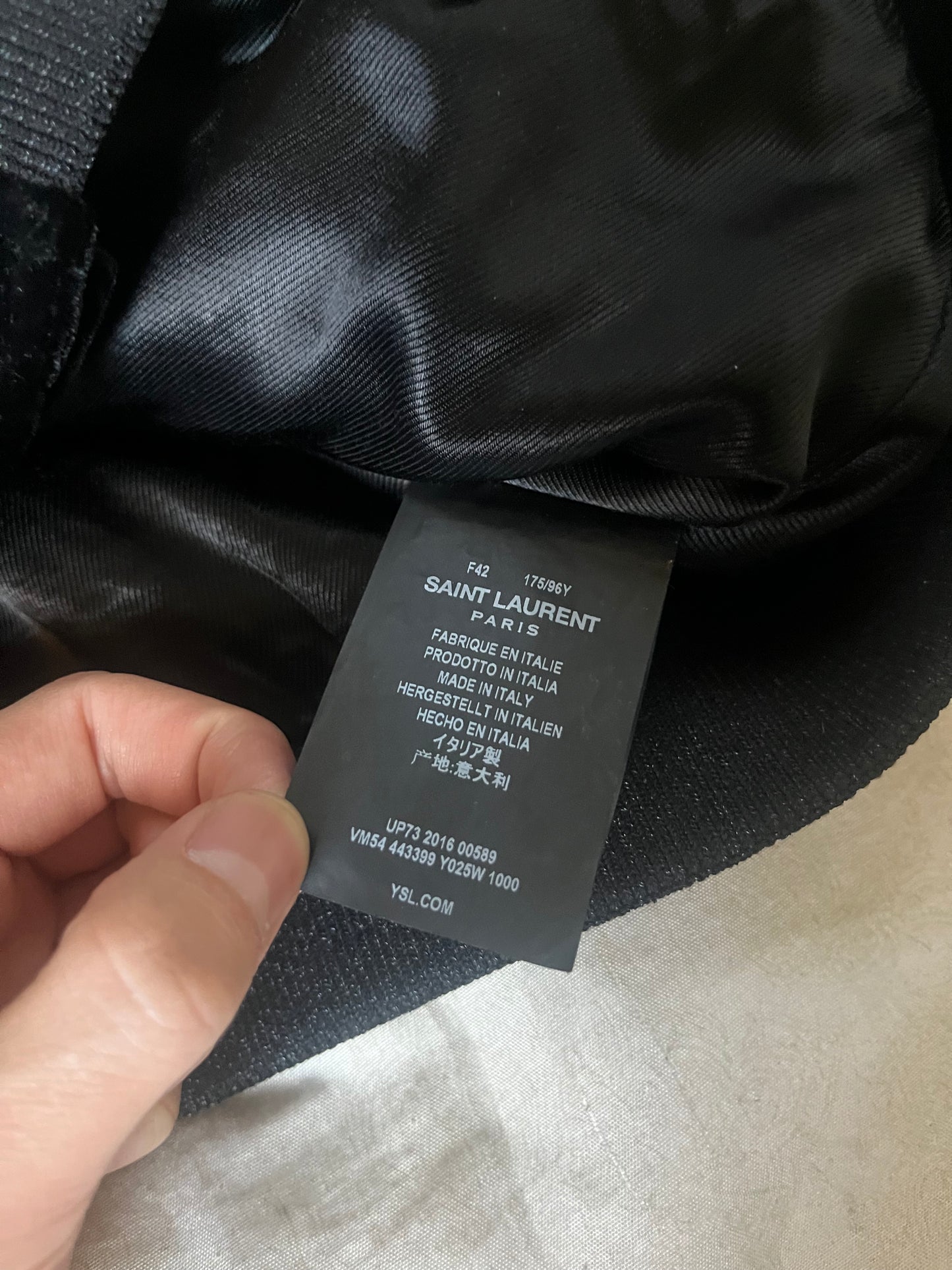 Saint Laurent Paris FW16 “Palladium” Satin Teddy Jacket