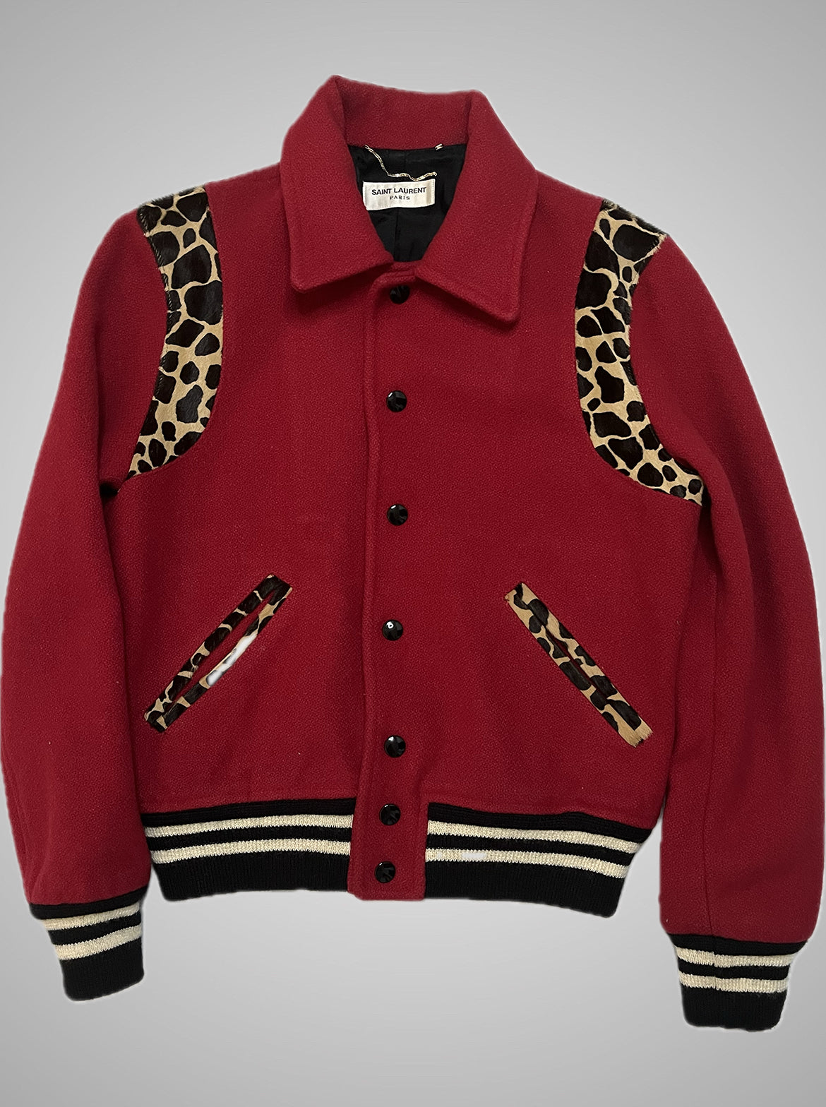 Saint Laurent Paris FW14 Leopard Red Teddy Jacket