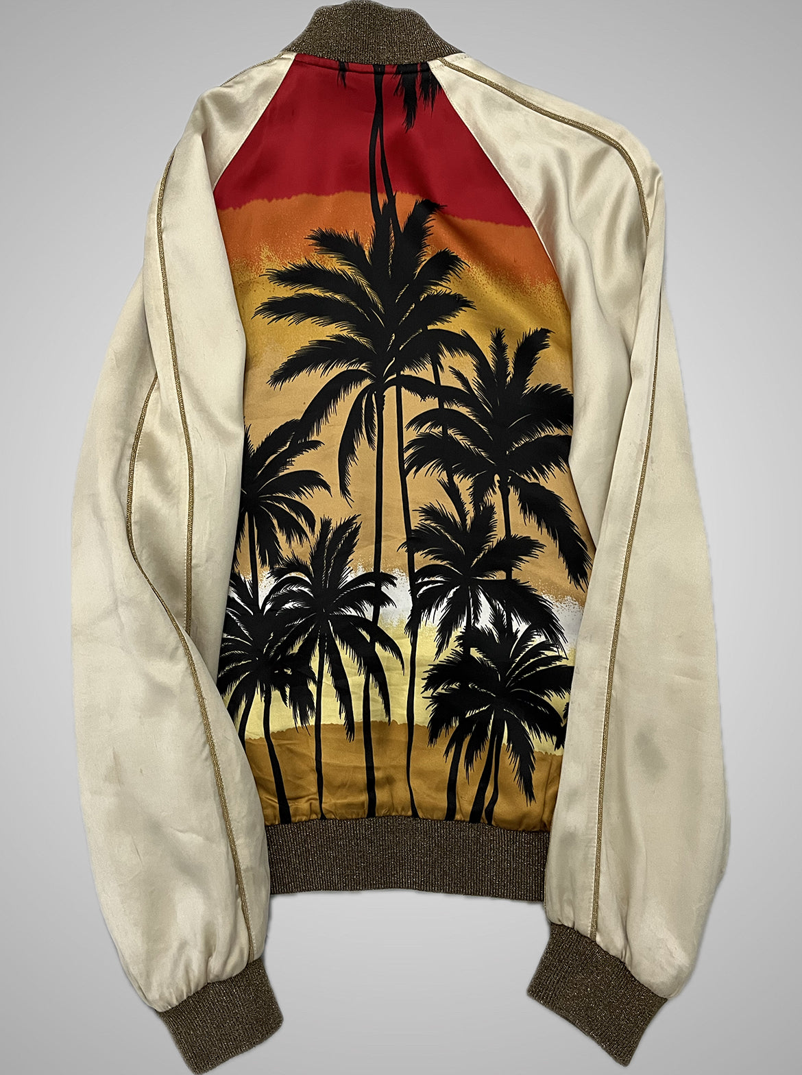 Saint Laurent Paris SS16 Surf Sound Palm Tree Viscose Teddy Jacket