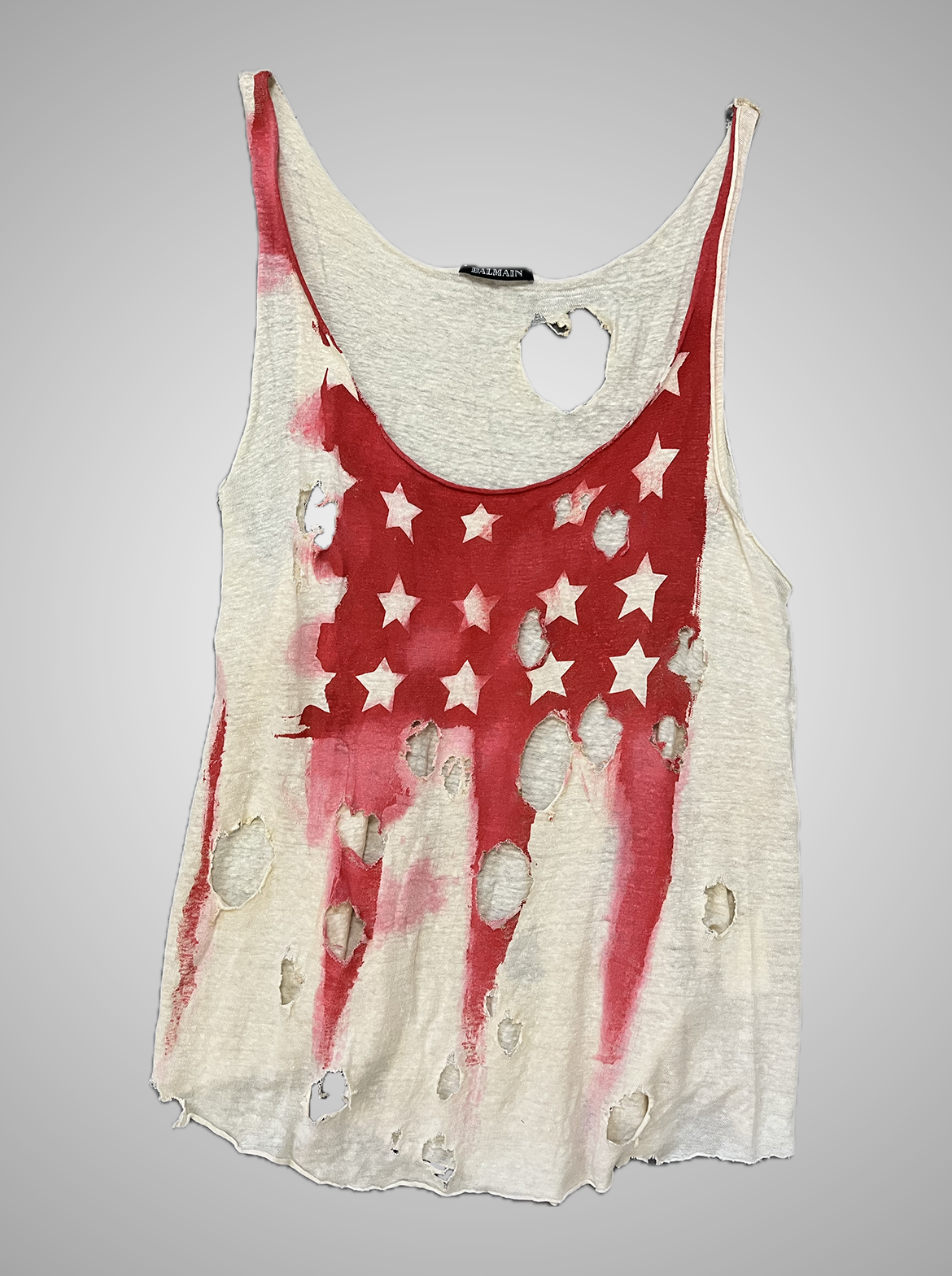 BALMAIN AMERICAN FLAG TANK バルマン タンクトップ Balmain SS11 American Flag Silk Safety Pin Tank Top Size 34