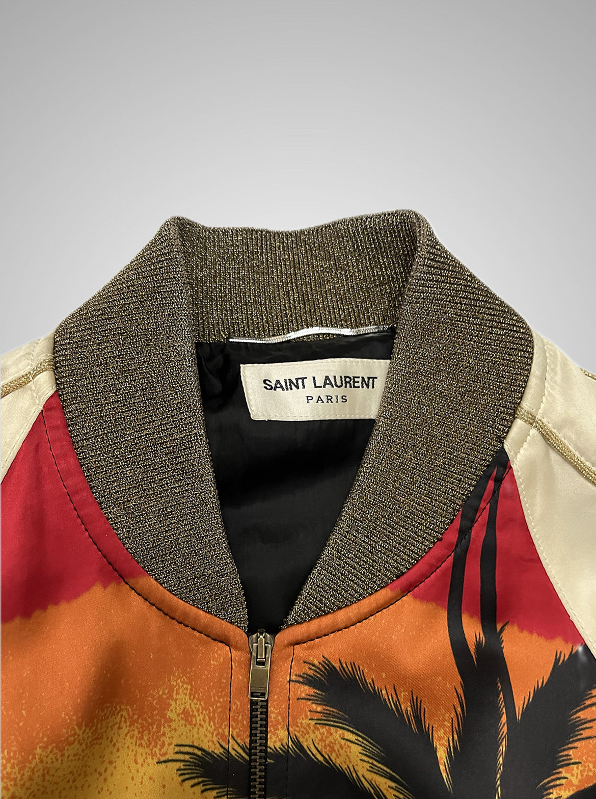 Saint Laurent Paris SS16 Surf Sound Palm Tree Viscose Teddy Jacket