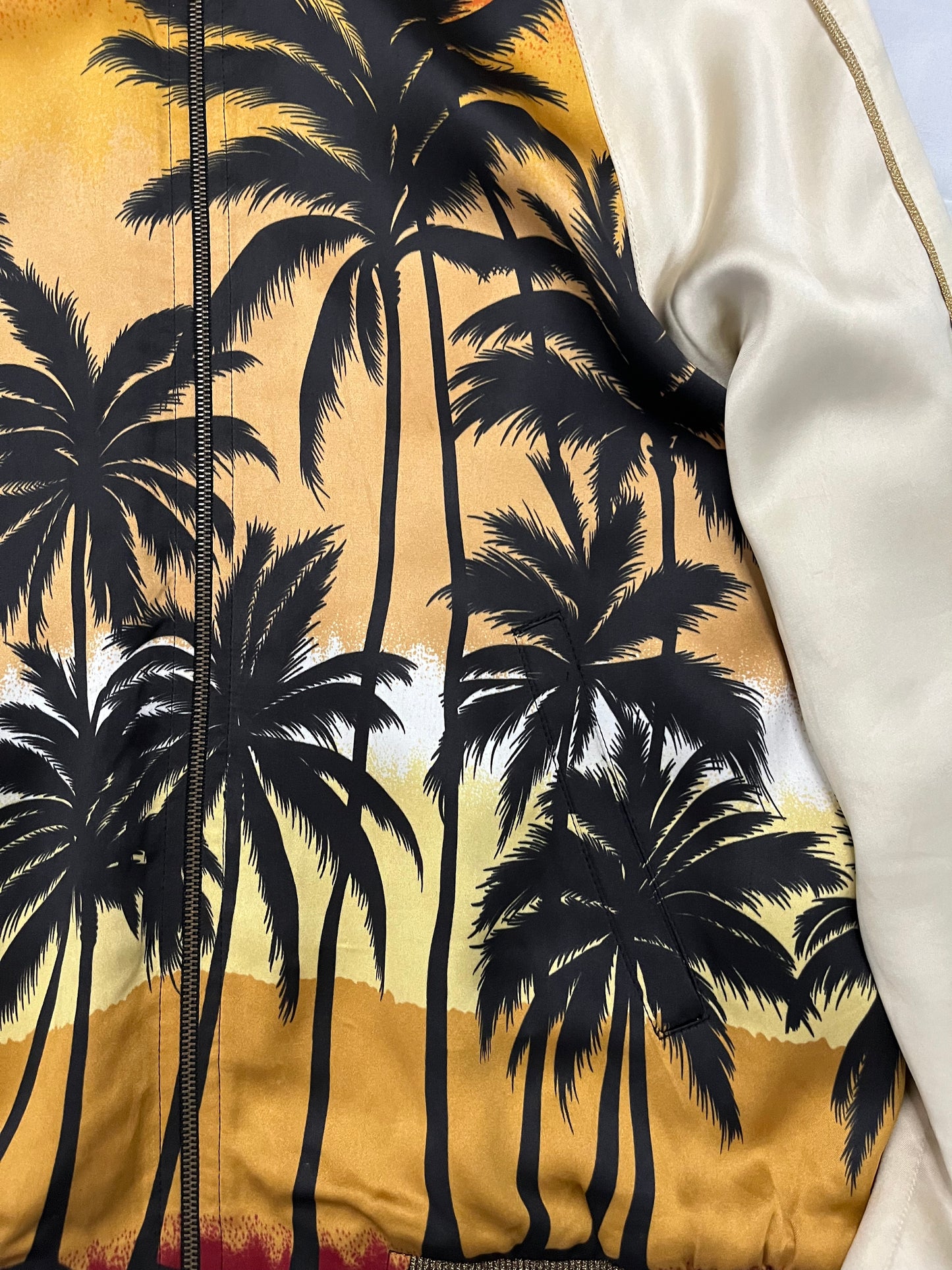 Saint Laurent Paris SS16 Surf Sound Palm Tree Viscose Teddy Jacket
