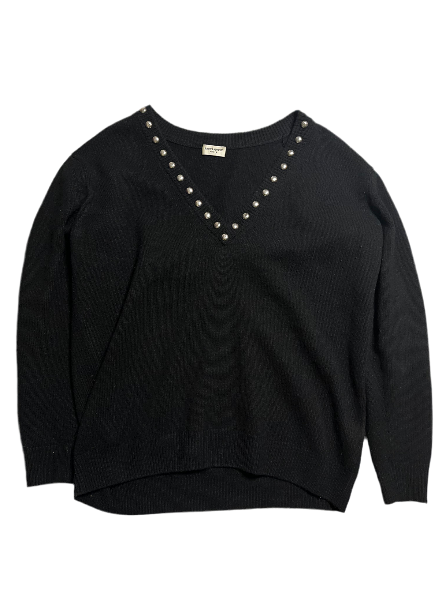 Saint Laurent Paris SS15 Studded Cashmere V-neck sweater