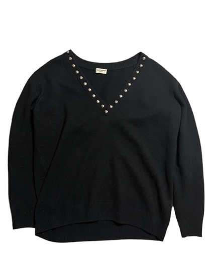 Saint Laurent Paris SS15 Studded Cashmere V-neck sweater