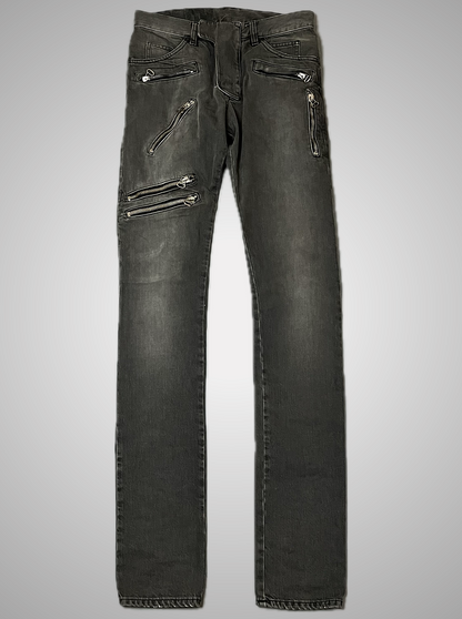 Balmain 8-Zip Moto Denim