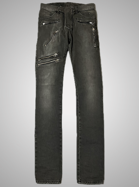 Balmain 8-Zip Moto Denim
