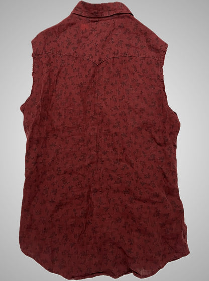 Saint Laurent Paris SS18 Rose Sleeveless Western Shirt