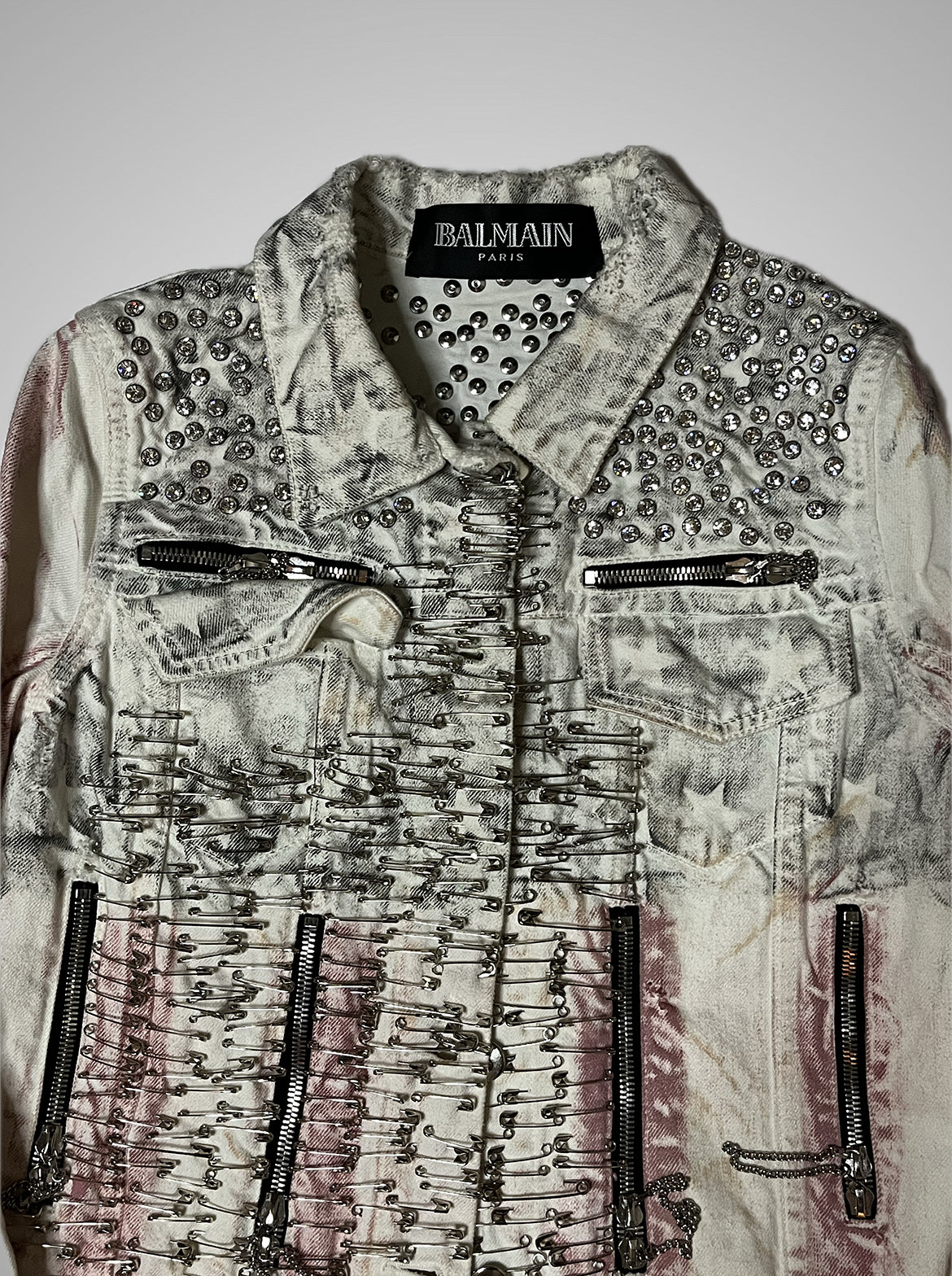 Balmain SS11 Safety Pin American Flag Denim Jacket