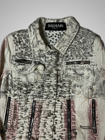 Balmain SS11 Safety Pin American Flag Denim Jacket