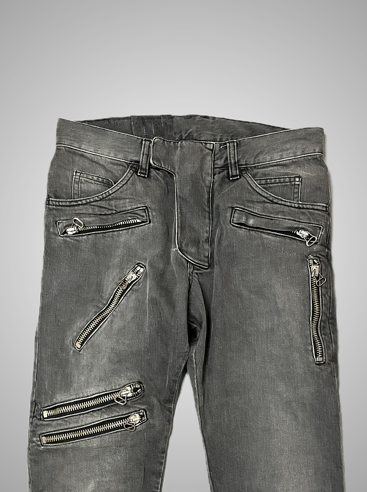 Balmain 8-Zip Moto Denim