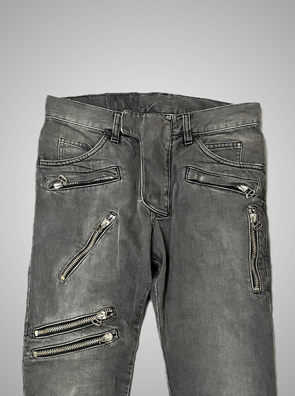 Balmain 8-Zip Moto Denim