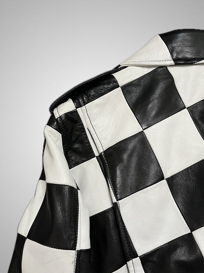 Saint Laurent Paris SS14 Checkerboard Multi-Zip Leather Jacket