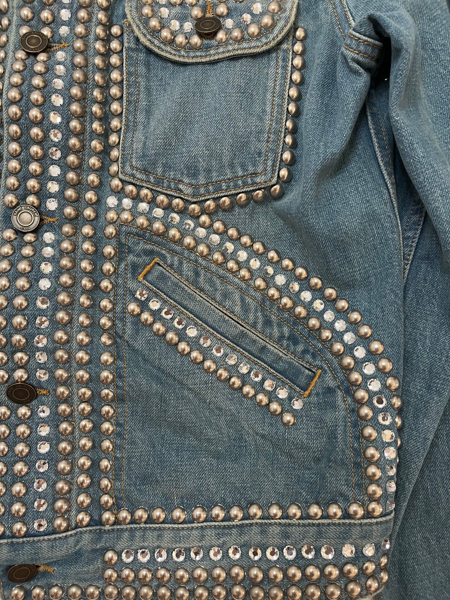 Saint Laurent Paris Studded Denim Jacket