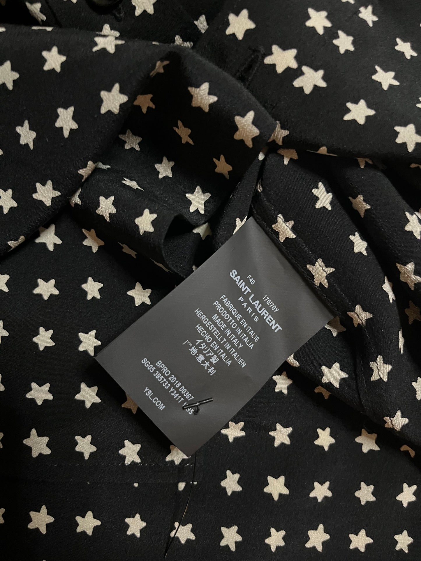 Saint Laurent Paris SS19 Star Silk Shirt