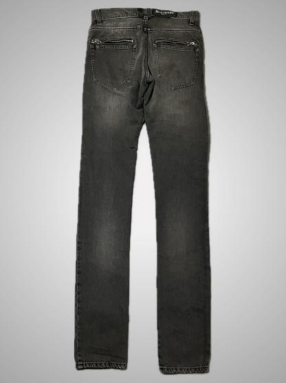 Balmain 8-Zip Moto Denim