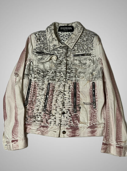 Balmain SS11 Safety Pin American Flag Denim Jacket