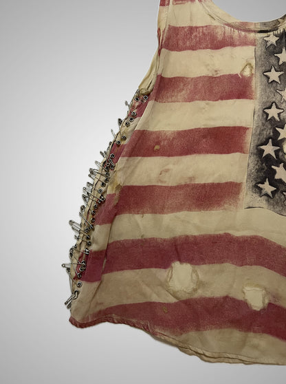 Balmain SS11 American Flag Silk Safety Pin Tank top