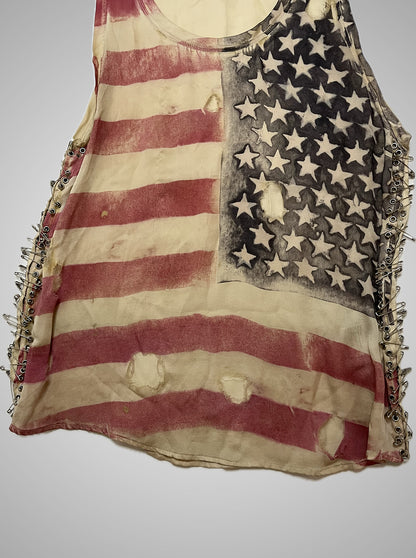 Balmain SS11 American Flag Silk Safety Pin Tank top