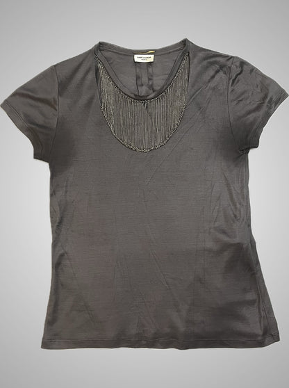 Saint Laurent Paris SS14 Silk Chain Skeleton Neck Tee