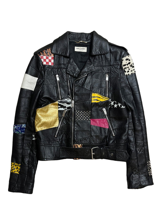 Saint Laurent Paris SS16 Patchwork Leather Jacket