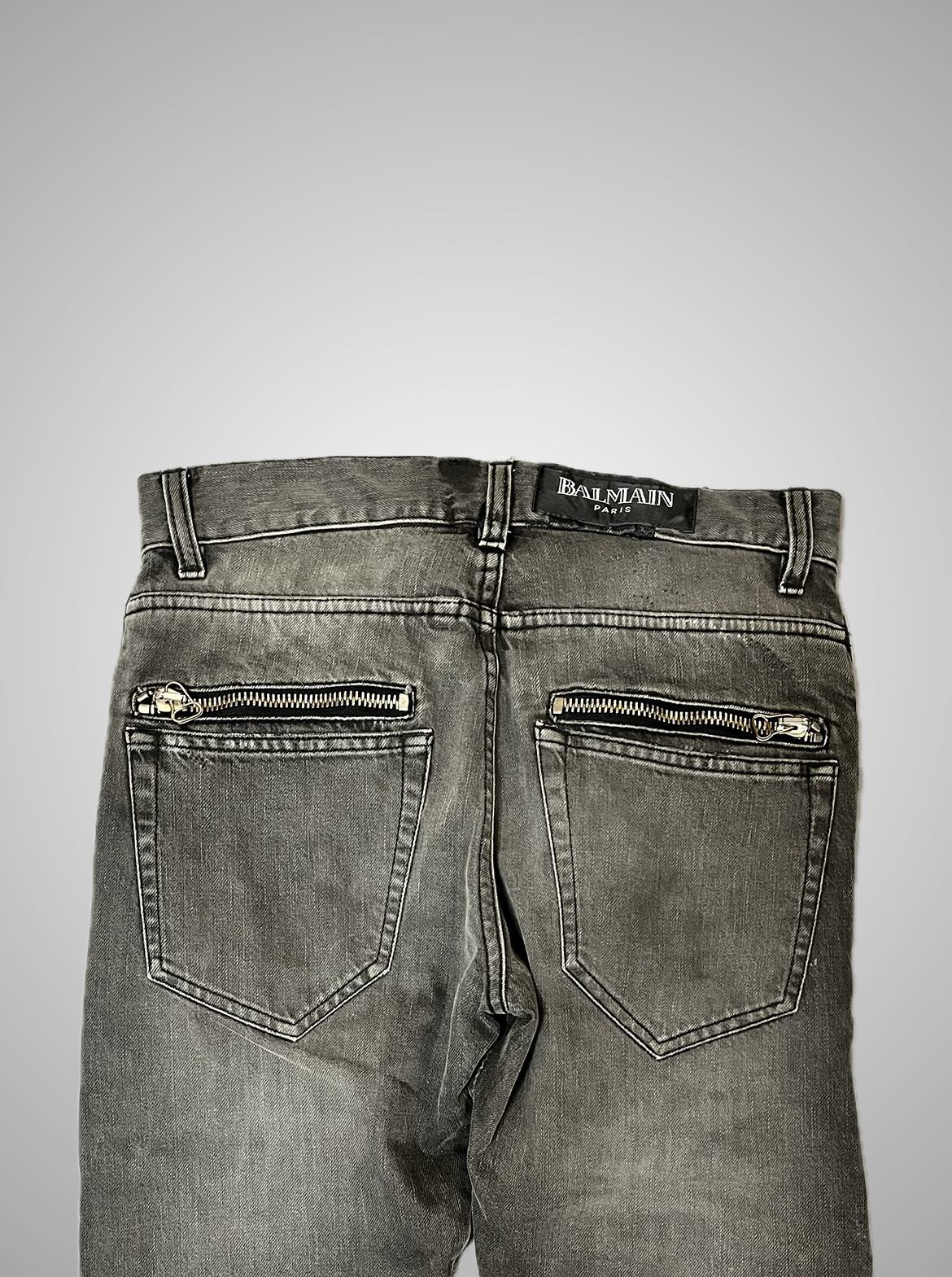 Balmain 8-Zip Moto Denim