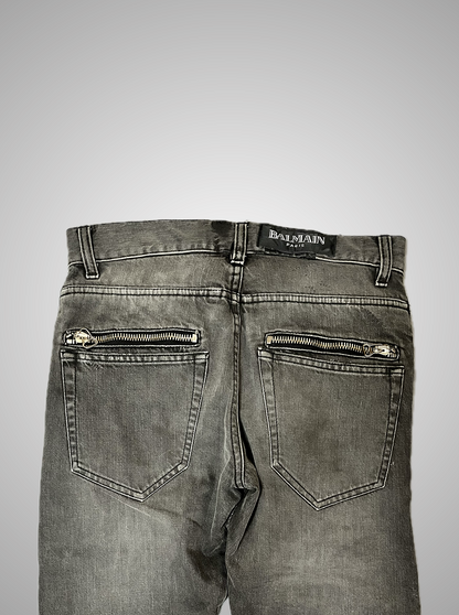 Balmain 8-Zip Moto Denim