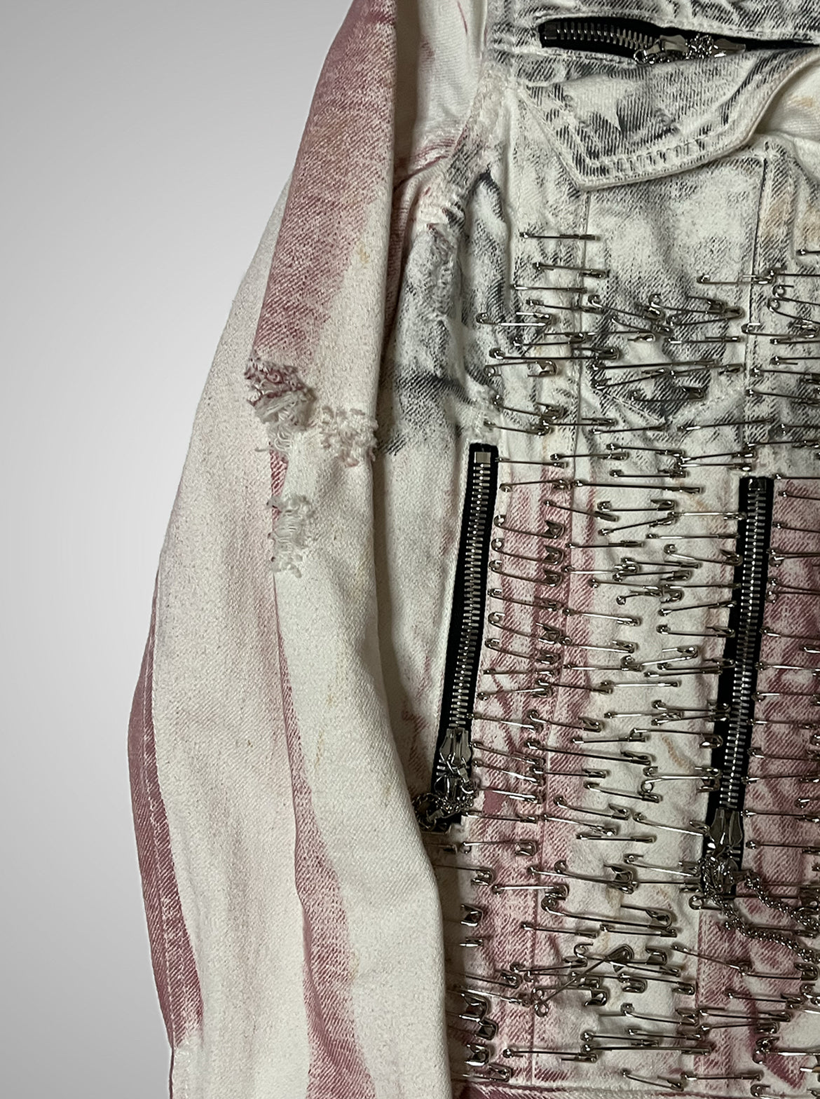 Balmain SS11 Safety Pin American Flag Denim Jacket