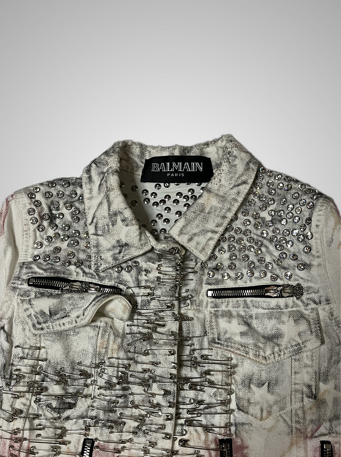 Balmain SS11 Safety Pin American Flag Denim Jacket