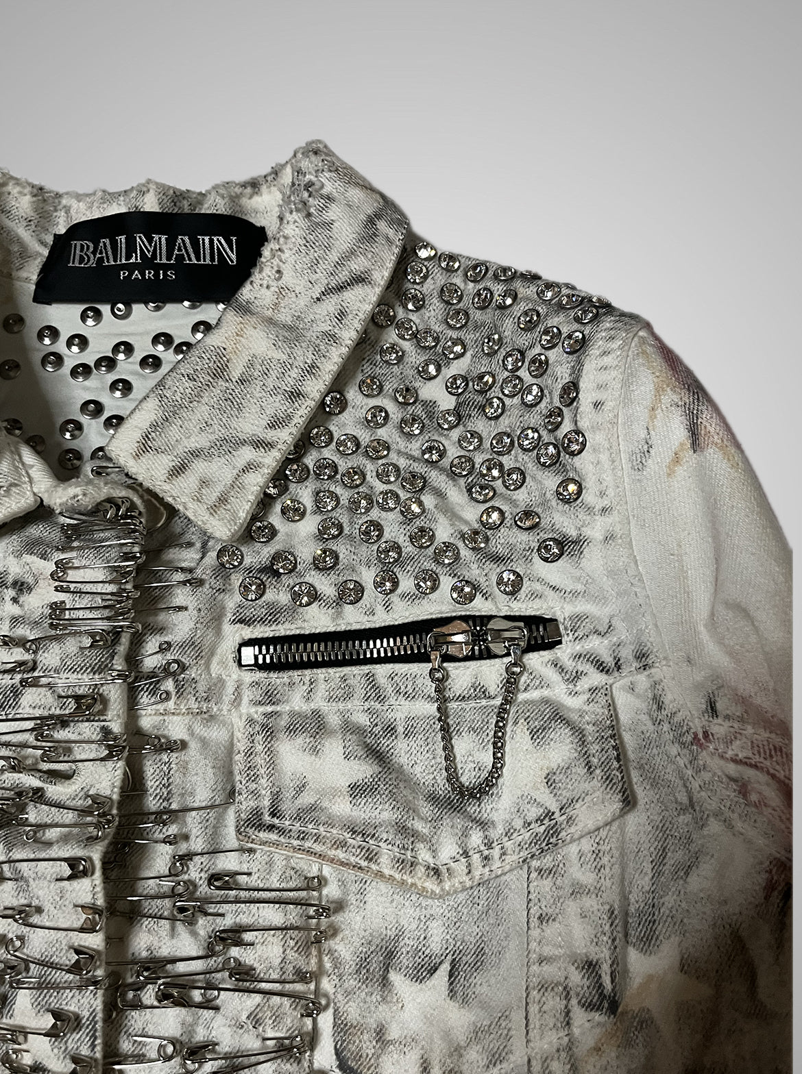 Balmain SS11 Safety Pin American Flag Denim Jacket