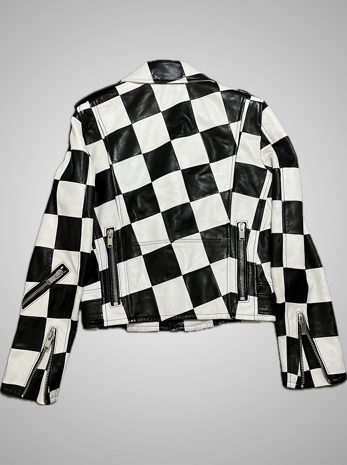 Saint Laurent Paris SS14 Checkerboard Multi-Zip Leather Jacket