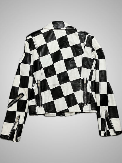 Saint Laurent Paris SS14 Checkerboard Multi-Zip Leather Jacket