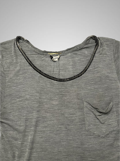 Saint Laurent Paris Studded Silk U-Neck Pocket Tee