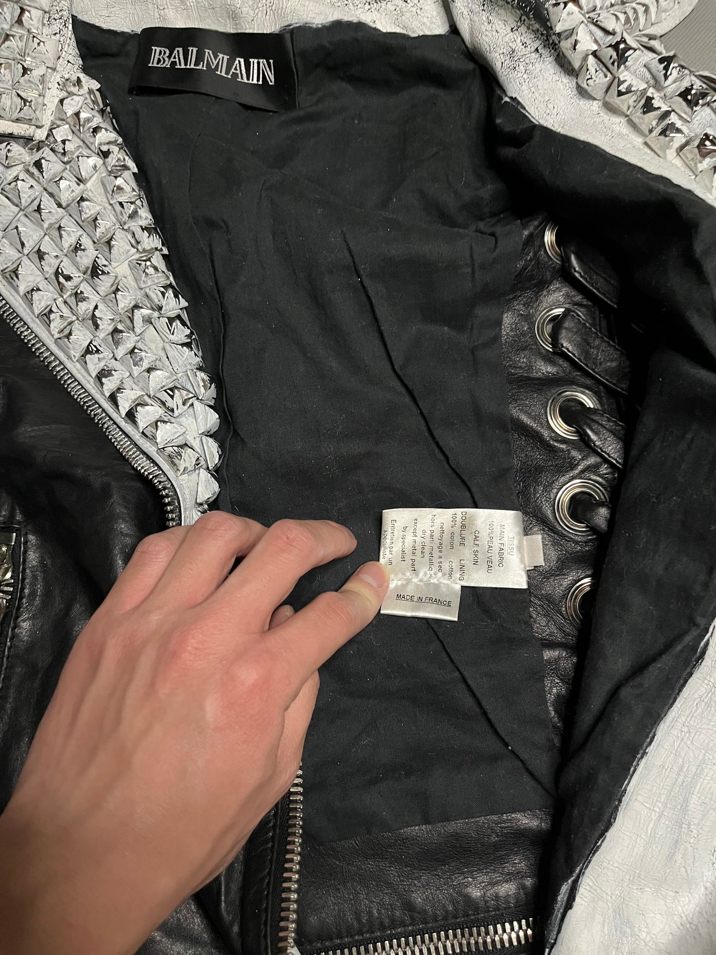 Balmain SS11 White Painted Studded Leather Corset Vest