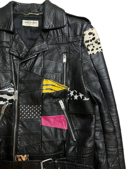 Saint Laurent Paris SS16 Patchwork Leather Jacket