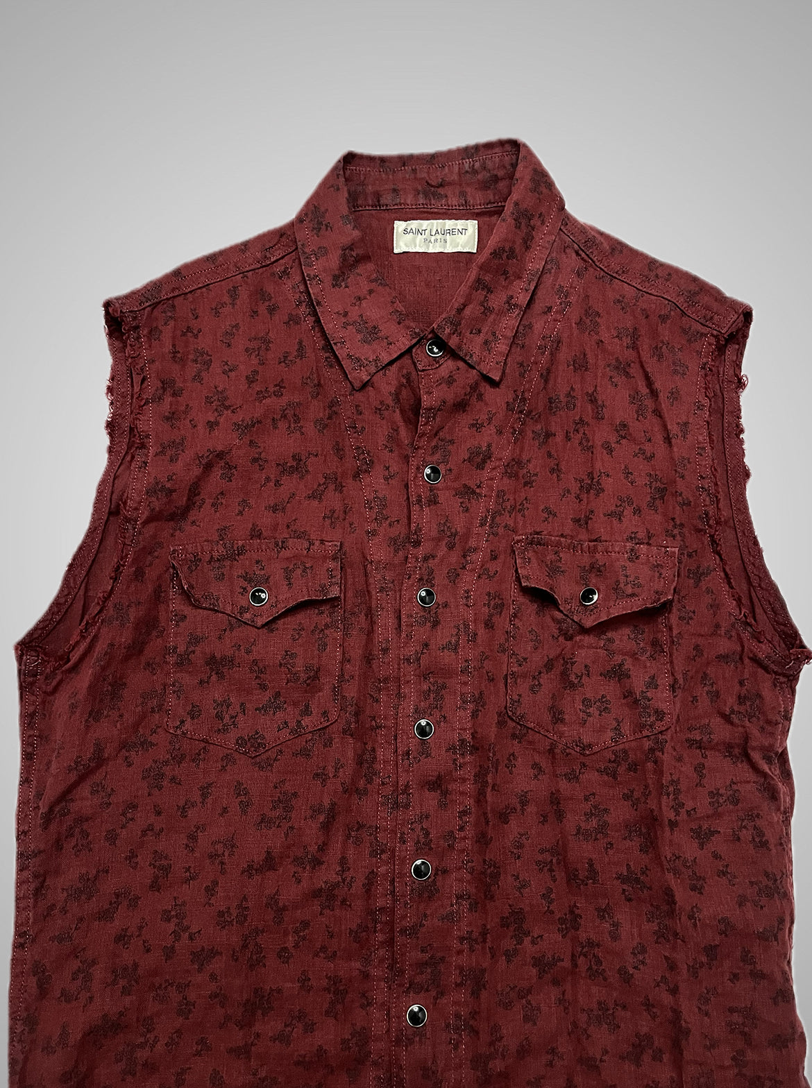 Saint Laurent Paris SS18 Rose Sleeveless Western Shirt