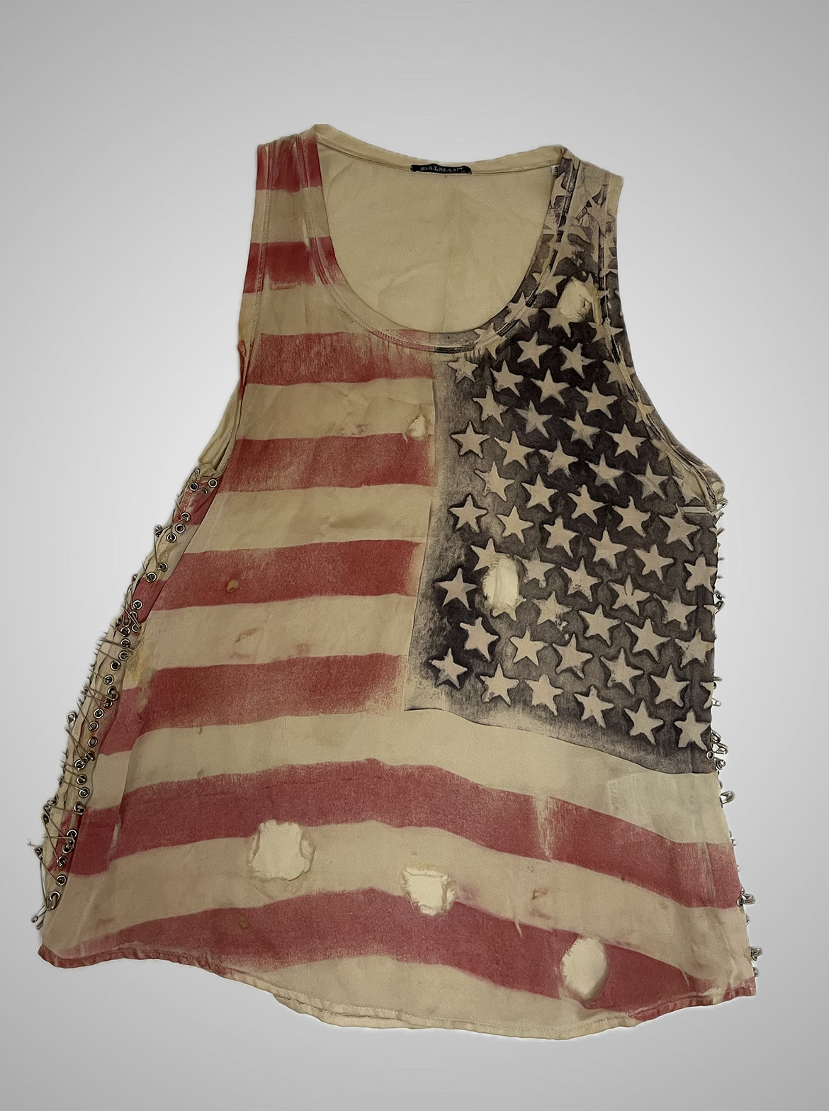 Balmain SS11 American Flag Silk Safety Pin Tank top