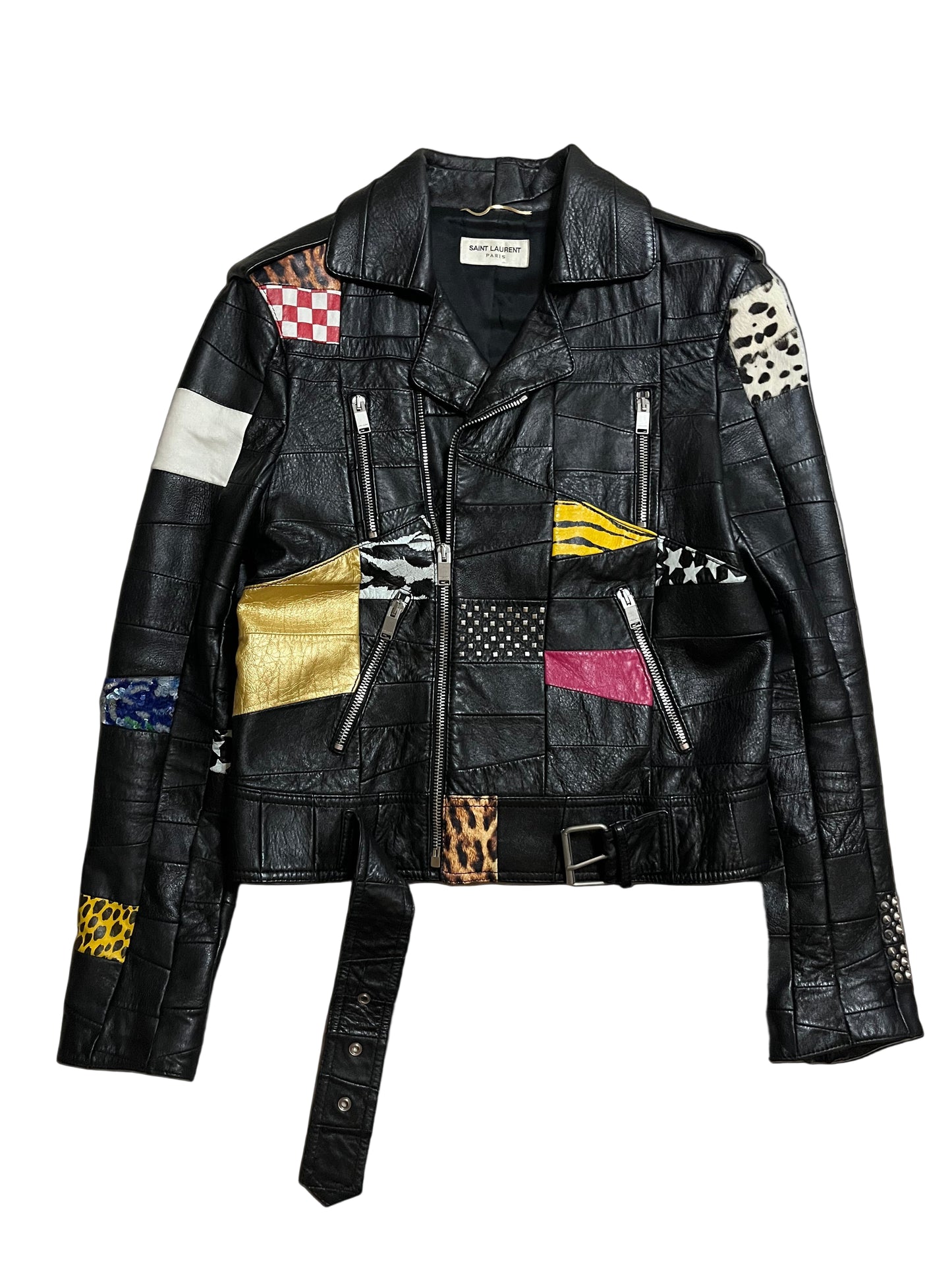Saint Laurent Paris SS16 Patchwork Leather Jacket