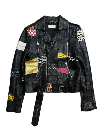 Saint Laurent Paris SS16 Patchwork Leather Jacket