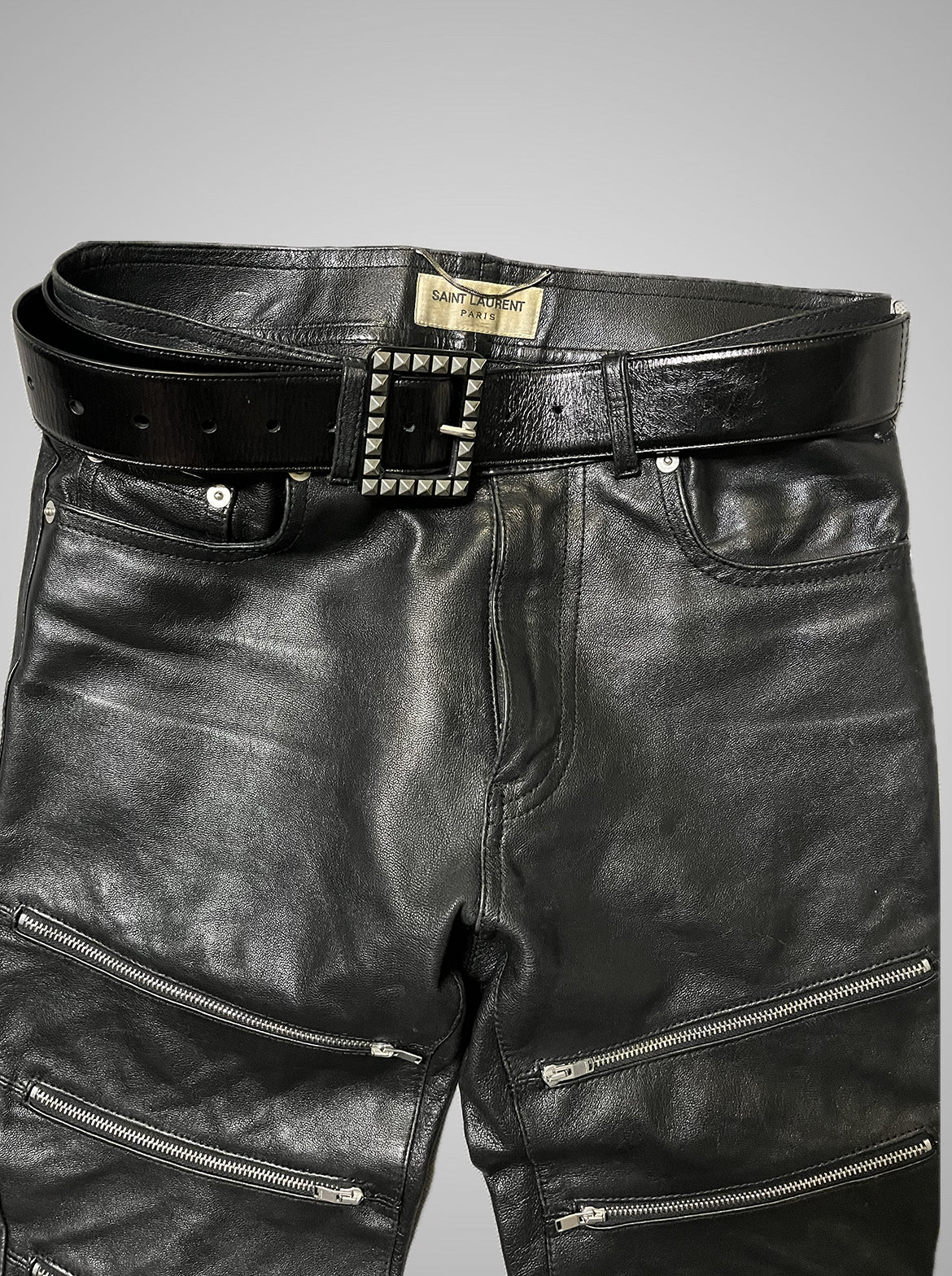Saint Laurent Paris FW15 Multizip Lambskin Leather Pants