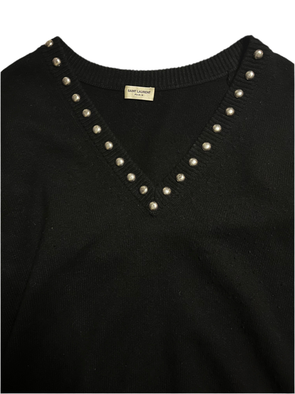 Saint Laurent Paris SS15 Studded Cashmere V-neck sweater