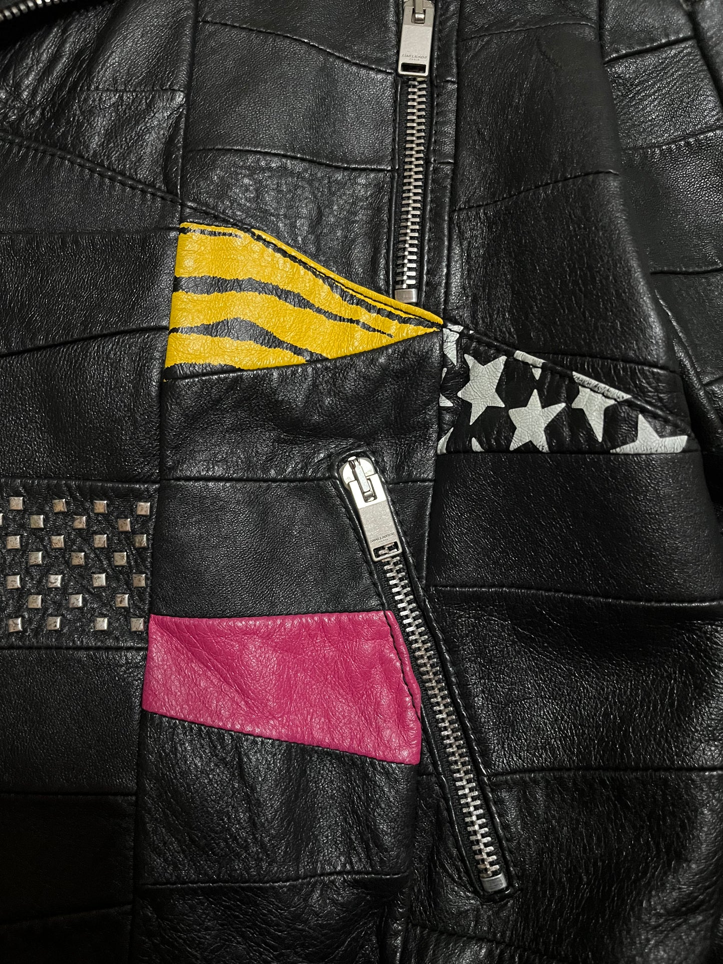 Saint Laurent Paris SS16 Patchwork Leather Jacket