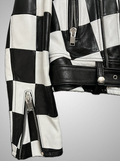 Saint Laurent Paris SS14 Checkerboard Multi-Zip Leather Jacket