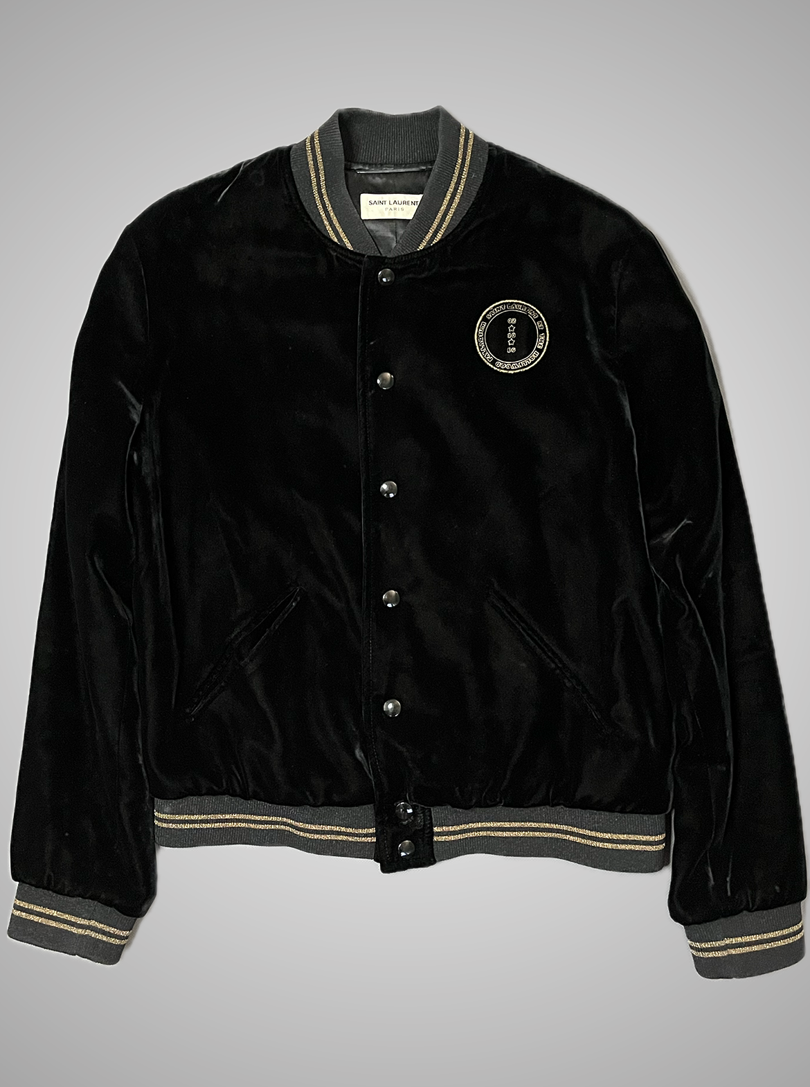 Saint Laurent Paris FW16 “Palladium” Satin Teddy Jacket