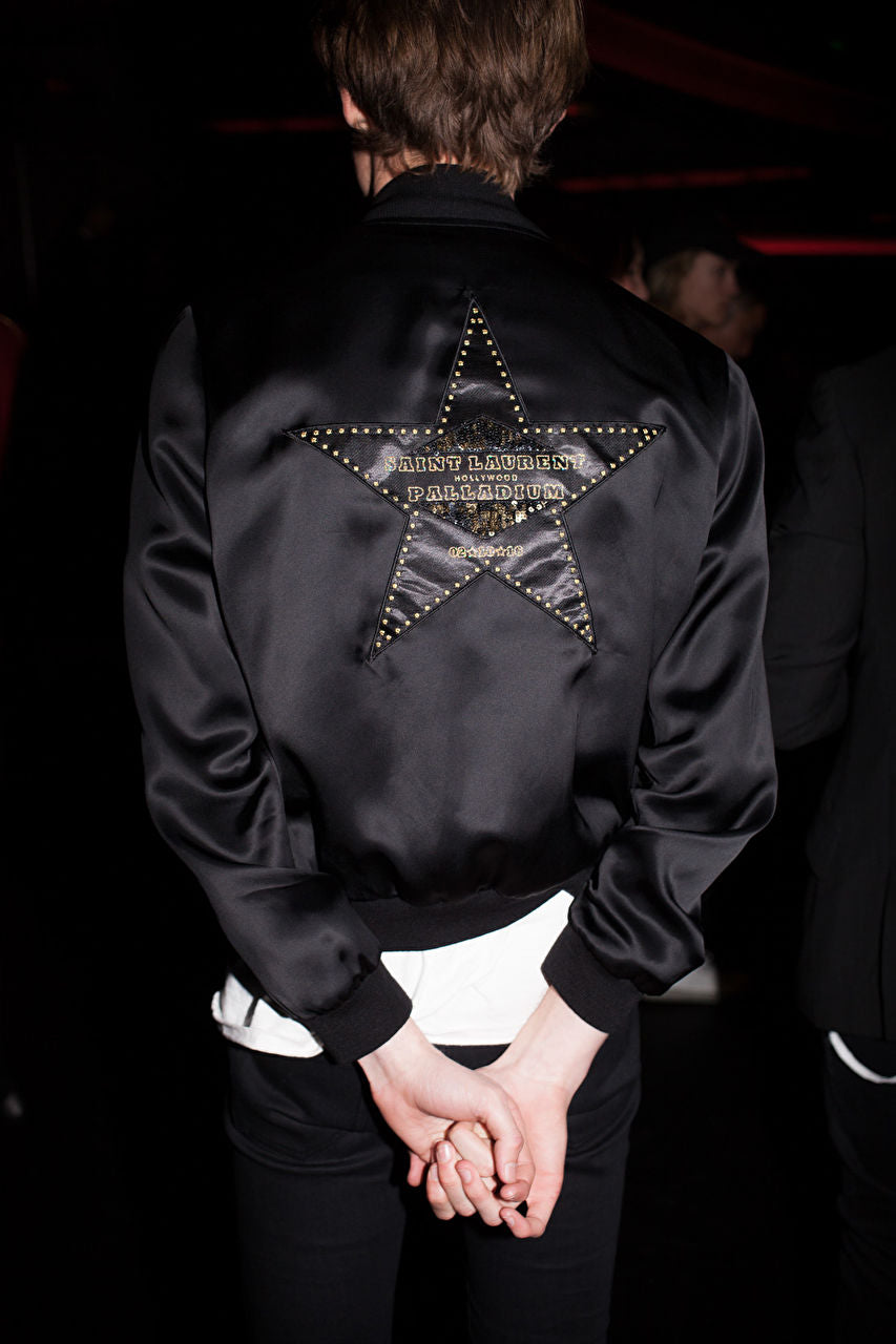 Saint Laurent Paris FW16 “Palladium” Satin Teddy Jacket
