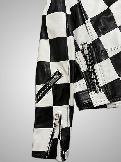 Saint Laurent Paris SS14 Checkerboard Multi-Zip Leather Jacket
