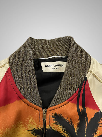 Saint Laurent Paris SS16 Surf Sound Palm Tree Viscose Teddy Jacket