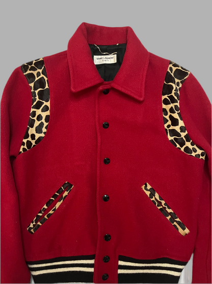 Saint Laurent Paris FW14 Leopard Red Teddy Jacket
