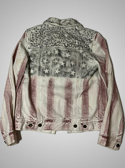 Balmain SS11 Safety Pin American Flag Denim Jacket