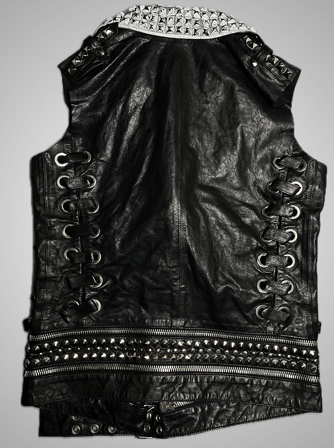 Balmain SS11 White Painted Studded Leather Corset Vest